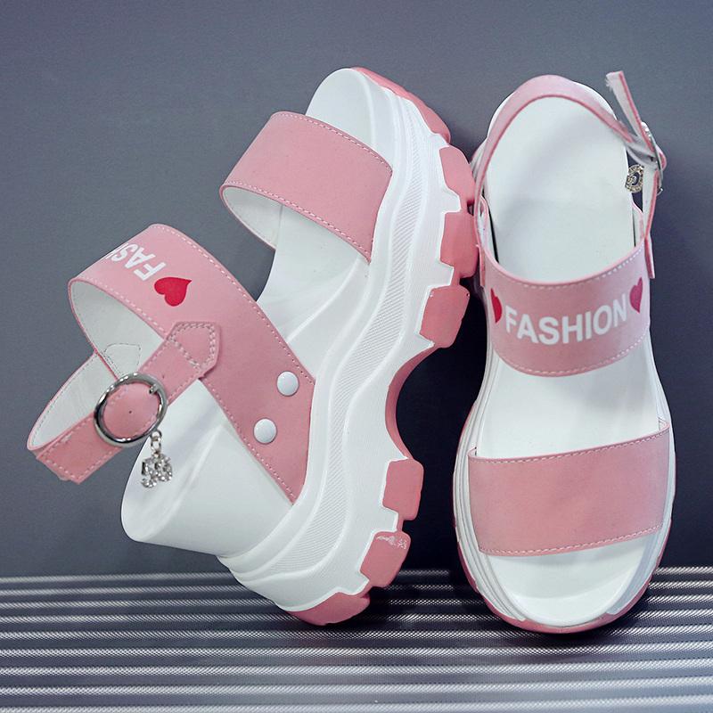 

Fashion Platform Sandals Women 2021 Summer Chunky High Heels Female Wedges Shoes For Fish Toe Red Sandalia Feminina 40 Dress, Black