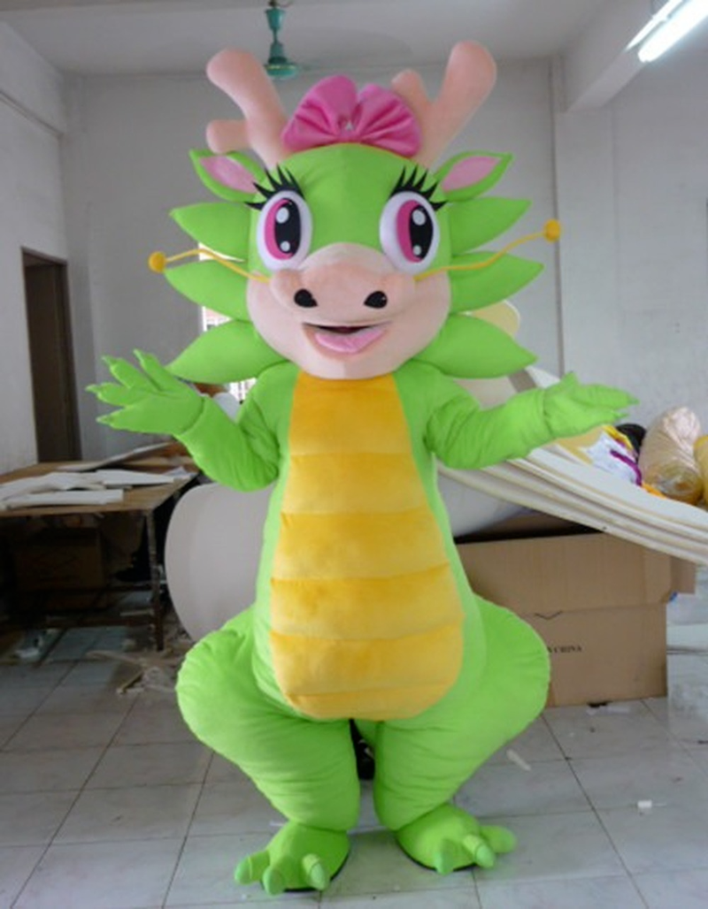 Costumes de mascotteCostume de mascotte de Dragon sur mesure Costume de Dragon de dessin animé en peluche courte Costume de spectacle de Festival