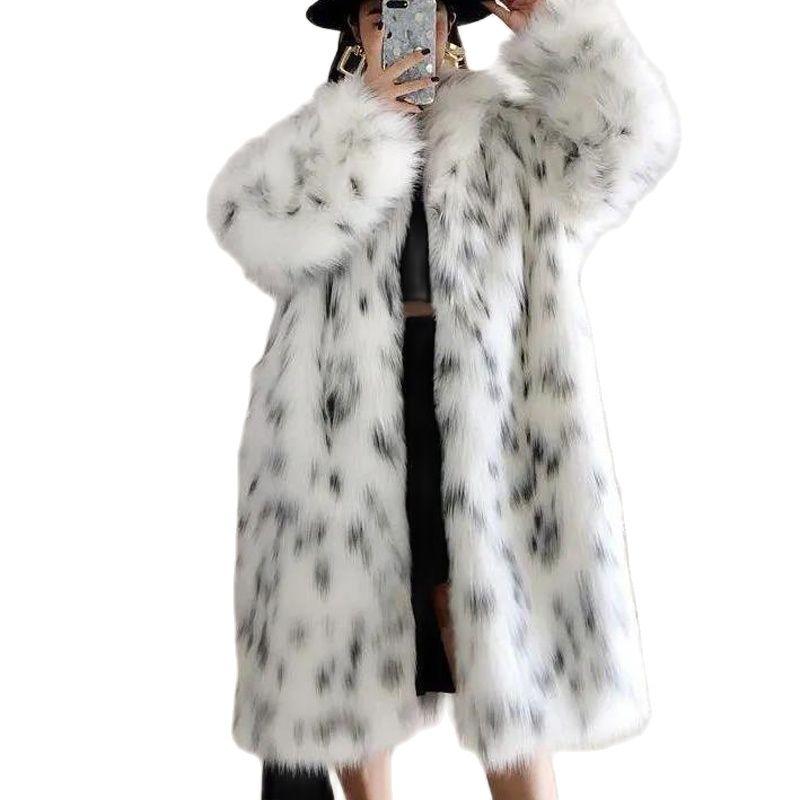

Women's Fur & Faux 2021 Plush Coat Female Loose Winter Thick Long Overcoat, Black