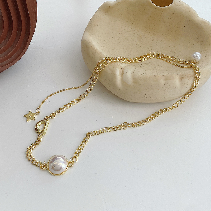Xianlan244 Pearl Necklace Female Summer Letter Necklace Light The Niche Fashion Luxury Style Restoring Ancient Ways Ms Neck Deserv-image-706519069