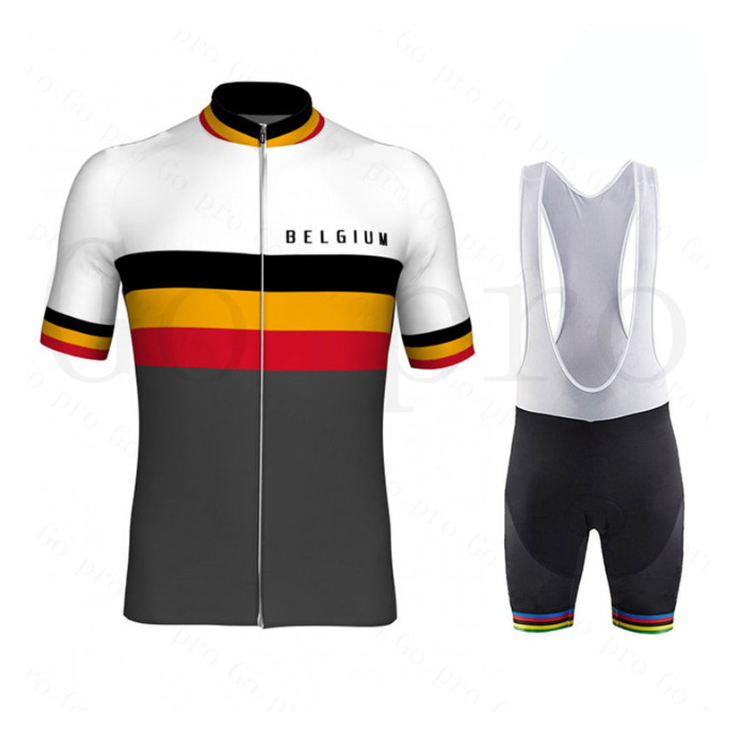 Tour De France 2021 Belgium National Team Champion Cycling jersey Set ropa Ciclismo Men's Summer Breathable Cycling Clothing MTB Bike Jersey-image-695056539
