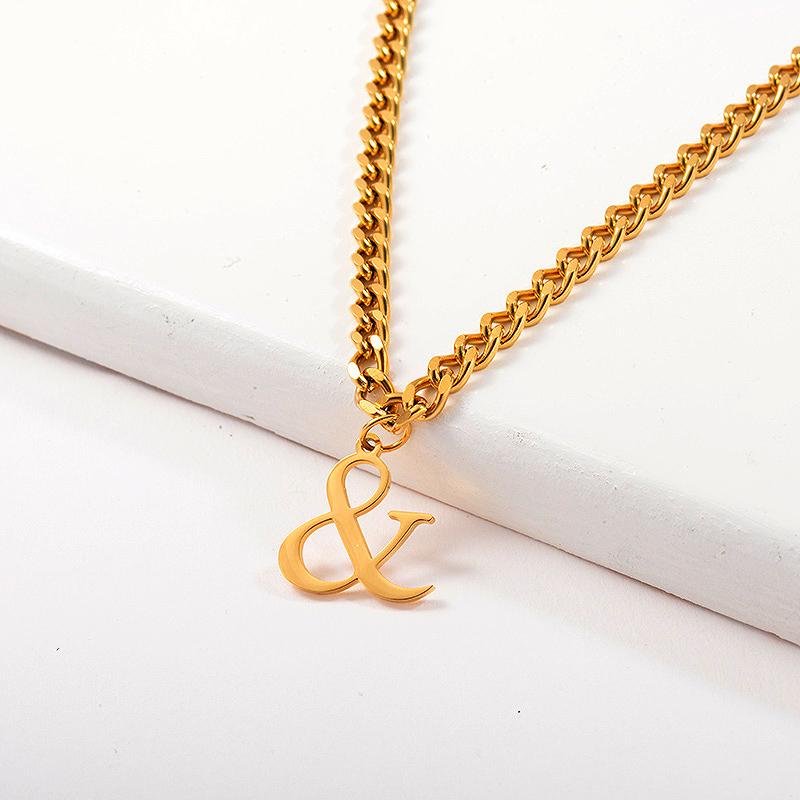

BaoYan 18K Gold Plated Star Necklace Punk Style Lucky Round Tag Pendant Statement Curb Link Chain For Women Necklaces, Silver