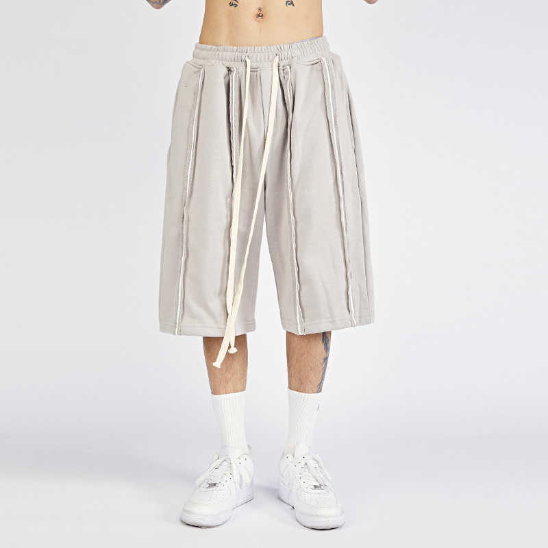 

Japanese Streetwear Shorts Baggy Men Hip Hop Anti-Crop Design Edge Jogger Shorts Oversized Casual Shorts Man Green Gray Orange C0607