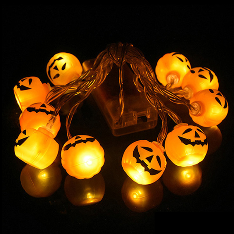 

2021 NEW 10LED Halloween Pumpkin Spider Bat Skull String Lights Lamp DIY Hanging Horror Halloween Decoration For Home Party Supplies