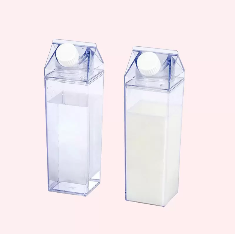 

17oz Milk Carton Water Bottle Milk storage box Transparent Square High Capacity Cup Plastic Coffee Drink Mug Originality
