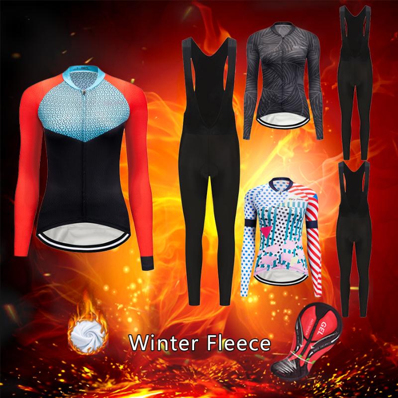 

Women Winter Cycling Clothing 2021 Thermal Fleece Bicycle Jersey Set Suit MTB Uniform Female Road Bike Clothes Kit Racing Sets, Black;blue