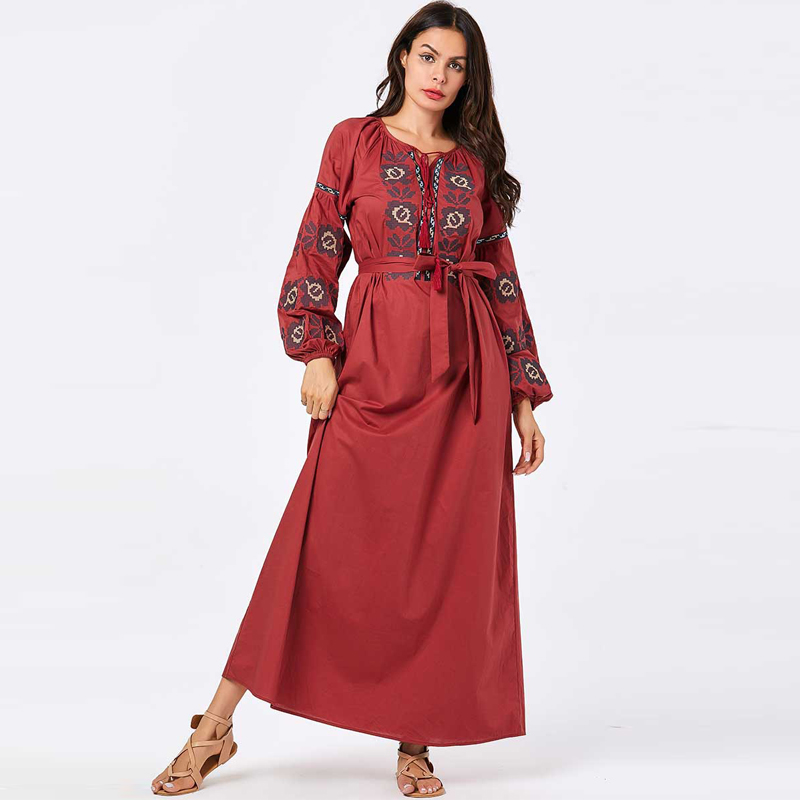 

Plus Size Dresses Vestido Mujer 2021 Autumn Long Maxi Embroidery Dress Fall Clothes For Women Robe Longue Femme Kaftan Elbise