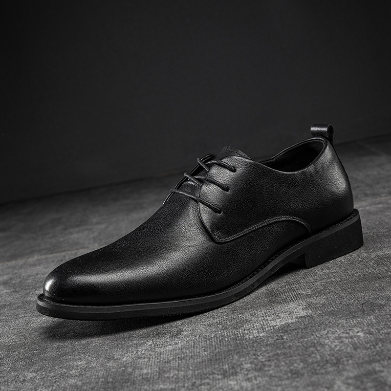 

2021 New Business Formal Wear Leather Shoes Mens First Layer Cowhide Leather Shoes Mens Leather Business Casual Shoes Soft Gentlemens, Black