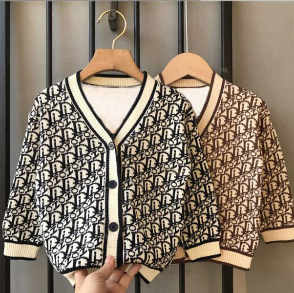 

Children Designer Cardigans Boys Girls Casual Fashion Letter Print Sweaters Girl Autumn Winter Coat Parentchild Knitted Cardigan, As photo 01
