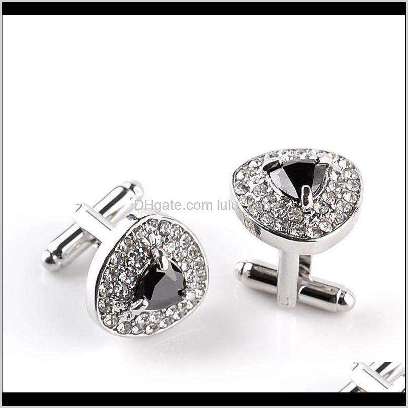 

& Tie Clasps, Tacks Drop Delivery 2021 Luxury Heart Crystal Diamond Cufflinks Cuff Links Sleeve Button For Women Men Shirts Dress Suits Cuffl