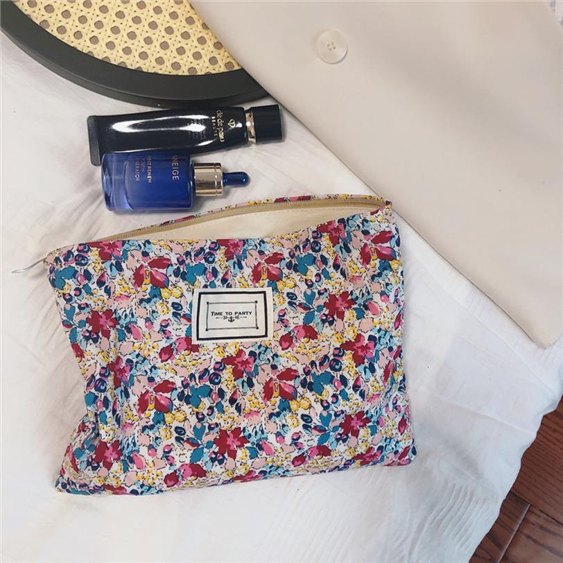 

retro floral makeup organizer cotton cosmetic bag fabric women necesserie pouch girls beauty brush storage bags clutch