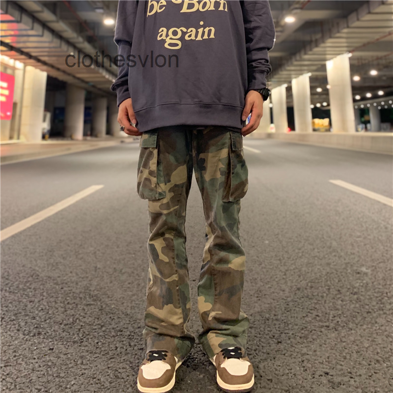 

Mens Sweatpants 2022 Gallerydept Loose Wide Leg Street Brand Sand Wash Old Camouflage, Army green