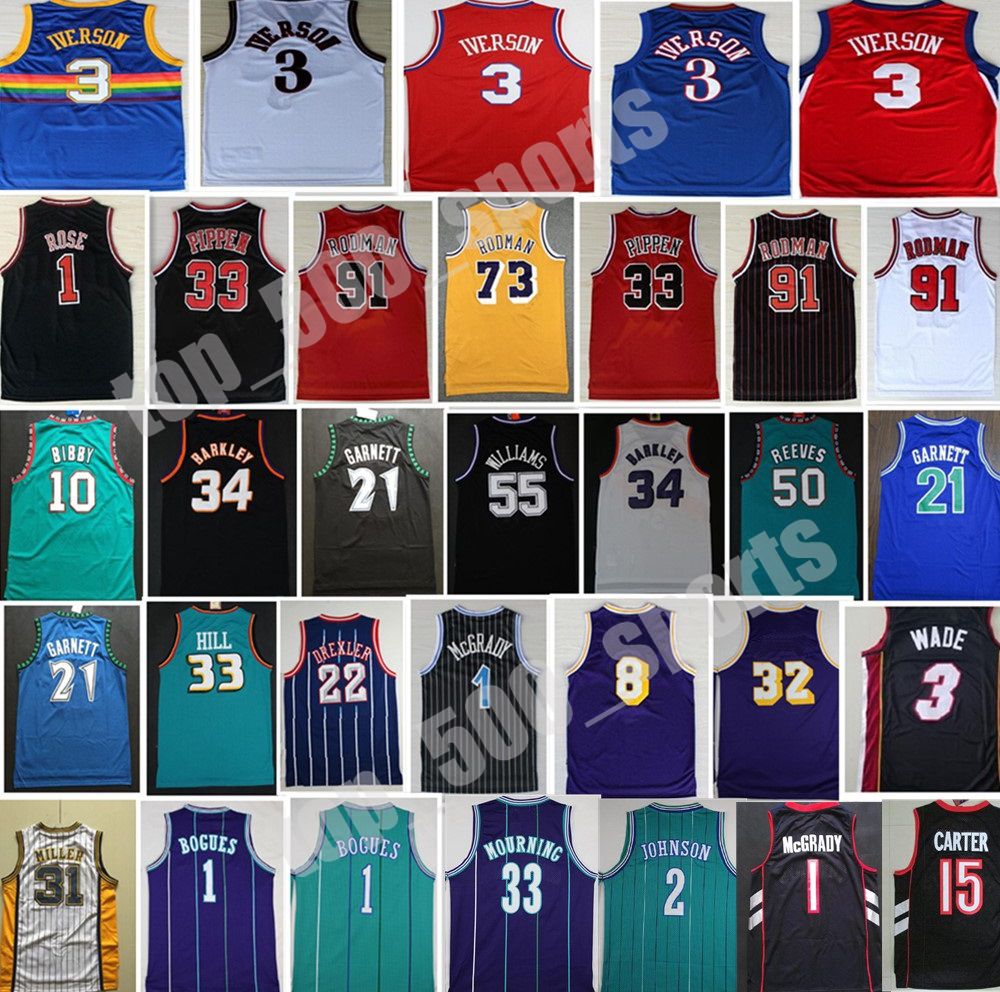 

Stitched Retro Basketball Allen Iverson Jersey Vince Carter Charles Barkley Kevin Garnett Tracy McGrady Karl Malone Dennis Rodman Derrick Rose Gary Payton Bibby, Colour 8