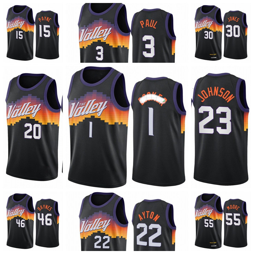 

Basketball Jerseys Phoenix Suns Men Devin Booker DeAndre Ayton 3 Chris Paul 2021 Swingman City Black Uniform, Black;red