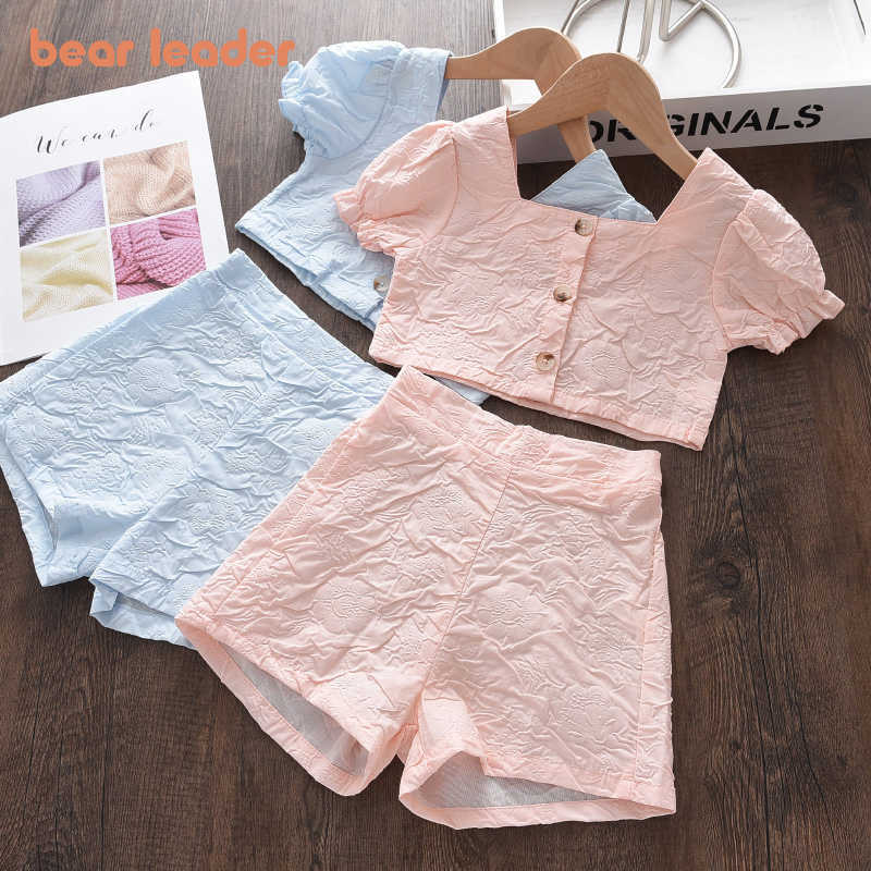 

Bear Leader Baby Girls Fashion Clothing Sets Kids Girl T-Shirt And Shorts Outfits Chidlren Pleated Clothes Square Collar Costume 210708, Ah5502blue