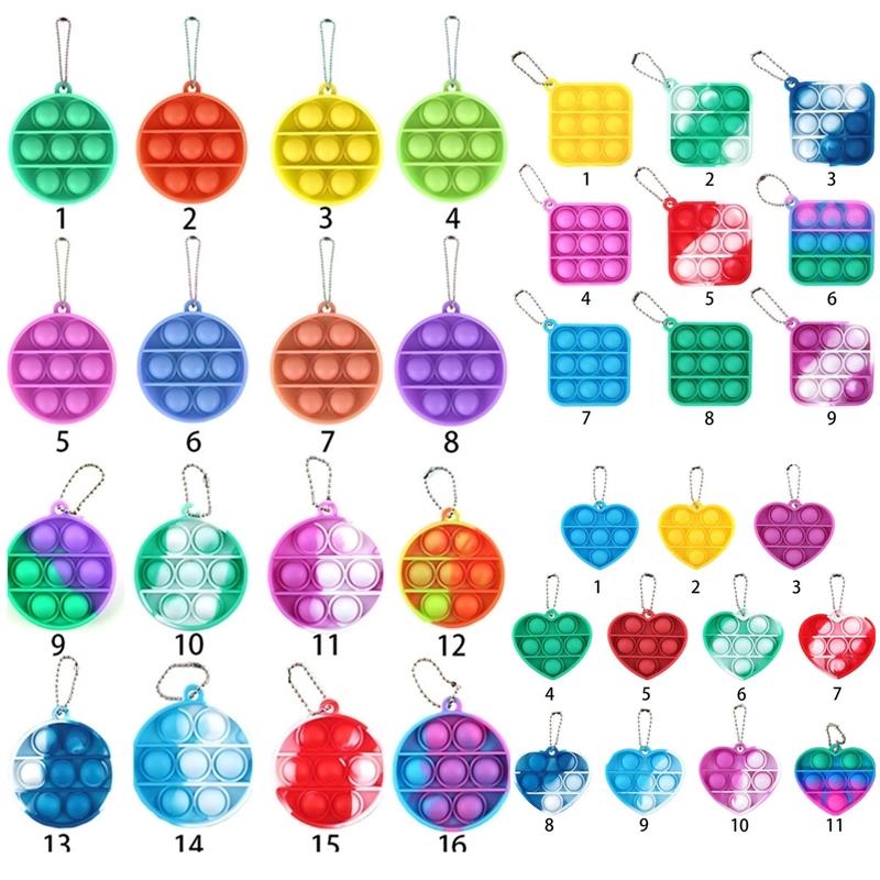 

50%off Simple Keychain Push Fidget Toys Poppers Decompression Toy Fidgets key chain Anti Stress Board Youpin