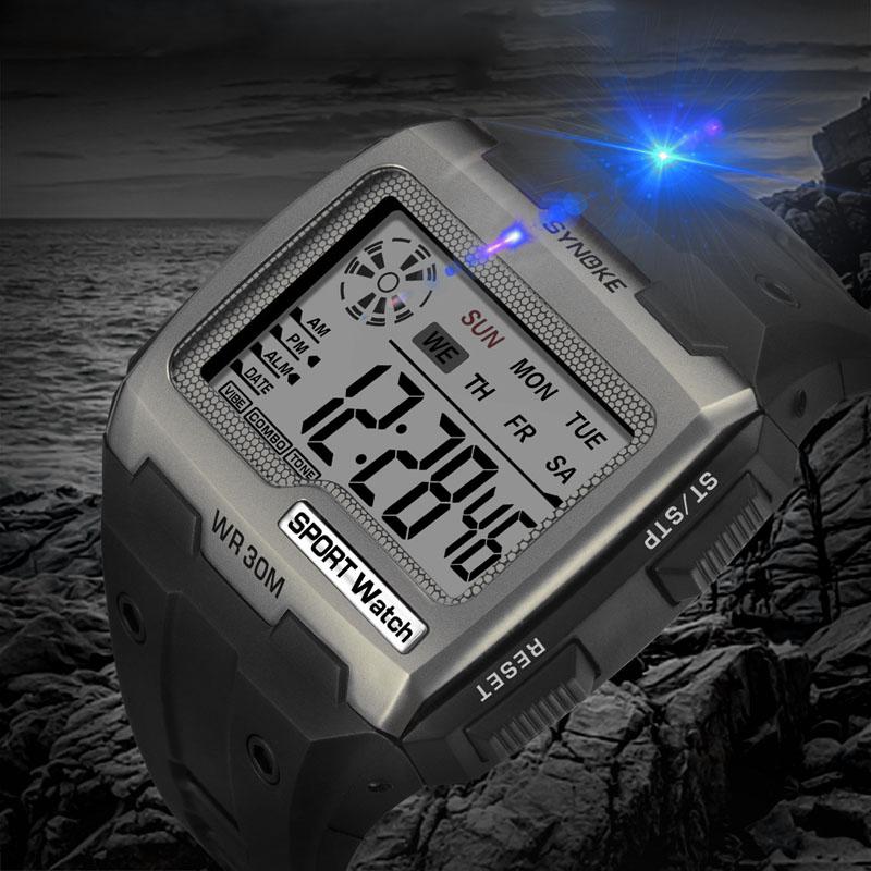 

Wristwatches Arrival Watches Mens Big Numbers Men Sport Watch Digital Multifunction Alarm Chrono 5ATM Waterproof Back Light Square, Gold