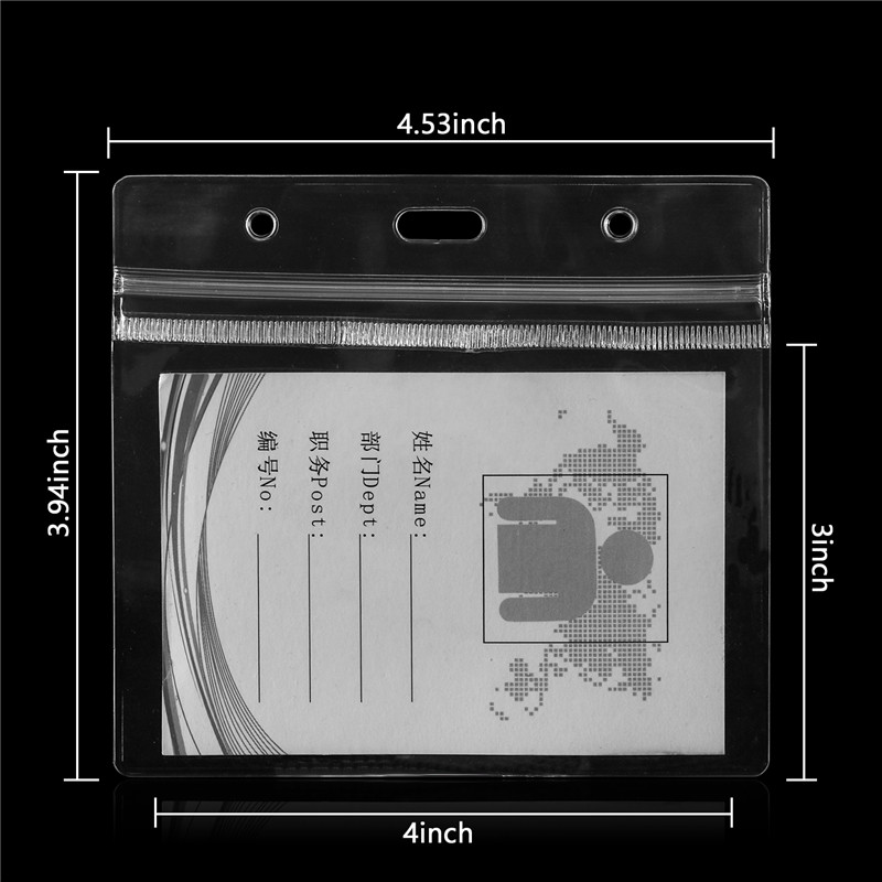 

4X3 Inch Name ID Badge Health Record Card Holder Case Files with Lanyard Clip Cards Protector Clear Plastic Waterproof Business 4*3 Reusable PVC Sleeve