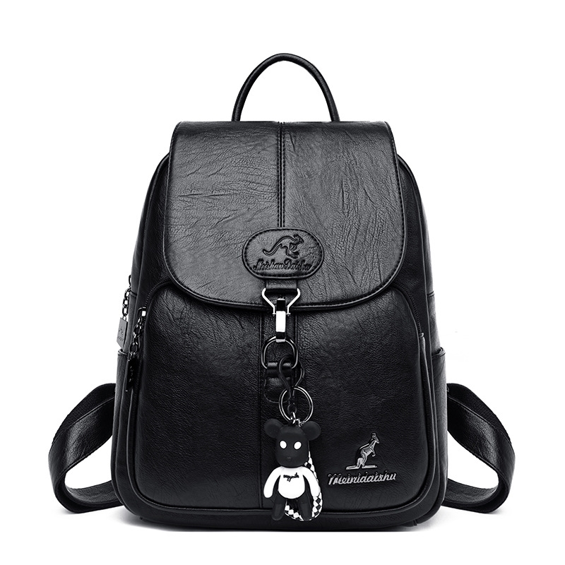 

Women's 2021 autumn winter new women's bag Korean version large capacity soft leather backpack fashion schoolbag, Yellow