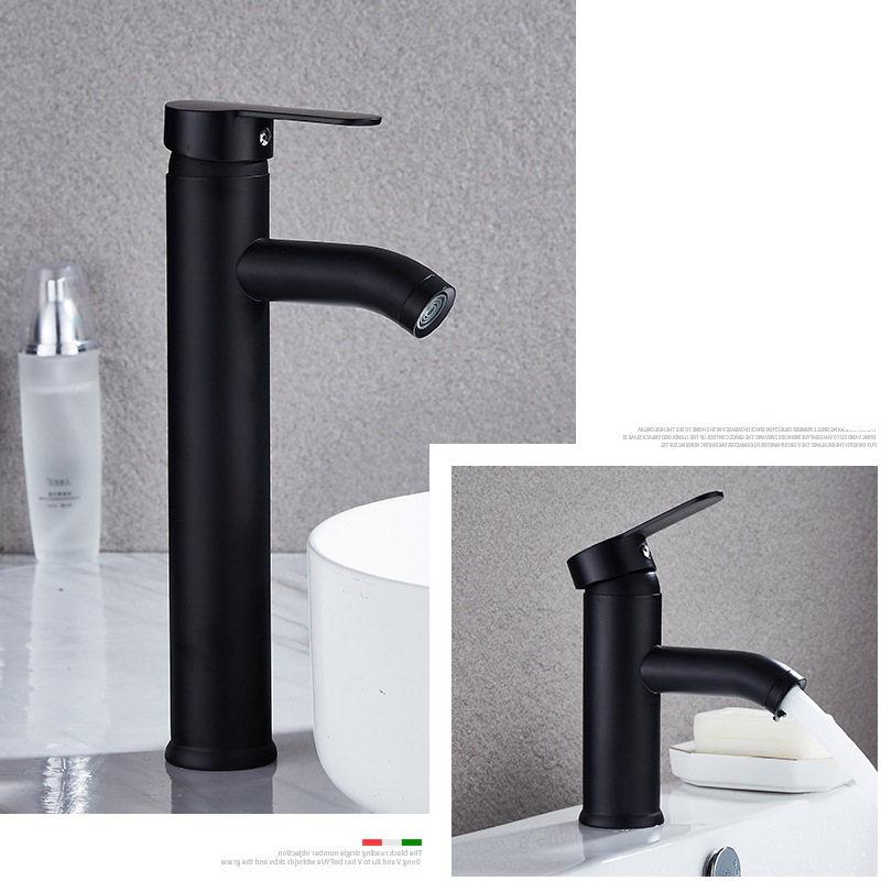 

Bathroom Sink Faucets Basin Faucet Cold And Black Water Mixer Tap Stainless Steel Deck Mounted Taps Single Handle