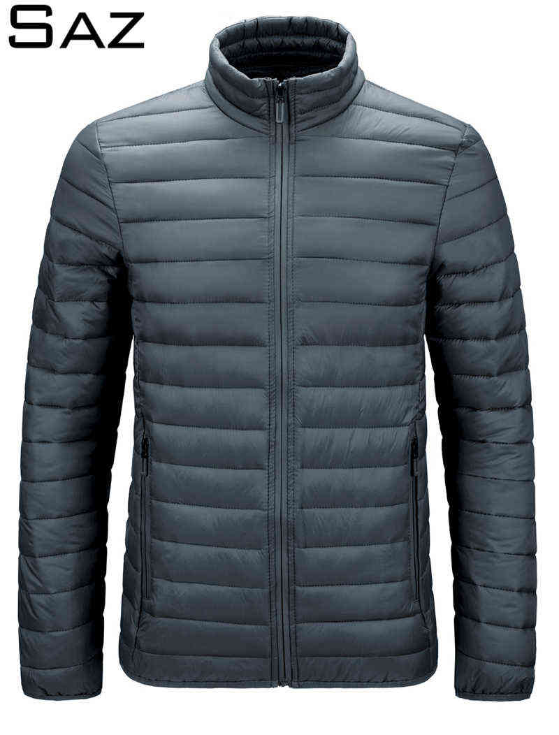 

SAZ Men's Winter Down Jacket Hat Detachable Ultra Light Jackets Men Lightweight Parka Windproof Warm Coats Y1103, Burgundy