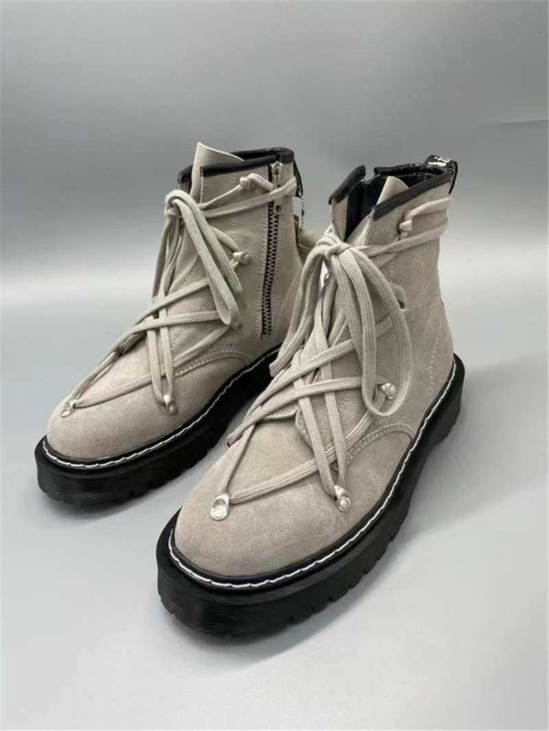 

21ss Exclusive genuine leather Goodyear handmade Boots sew X thick sole cross shoes lace trainer motor Boot