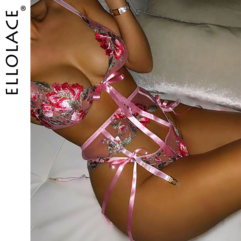 

Womens Underwear Floral Sexy Lingerie Set 3 Piece Set Erotic Lingerie Sexy Underwear Set Lace Exotic Accessories, Red