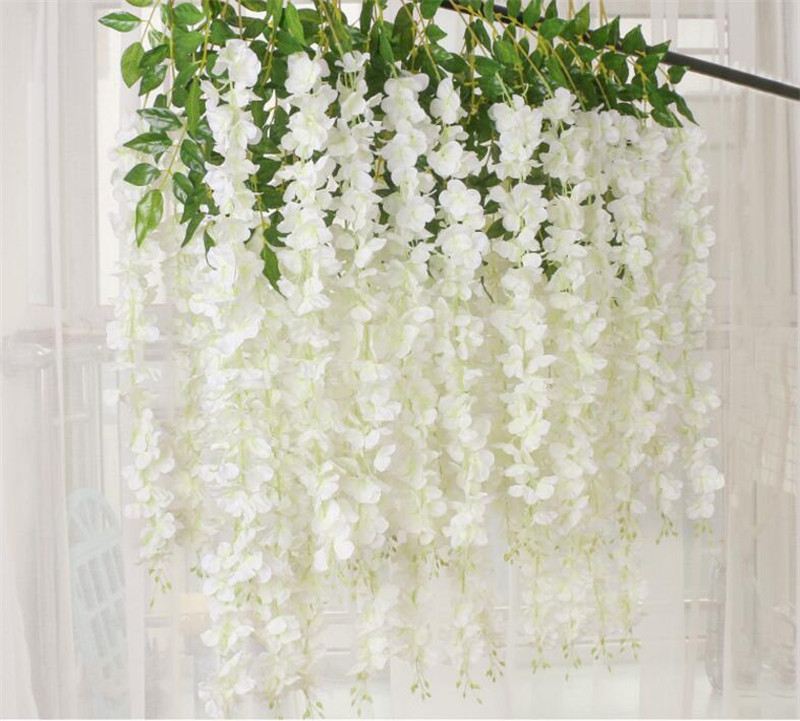 

Wedding Flowers 110cm dense wisteria flower artificial silk vine elegant vine rattan garden parties decoration