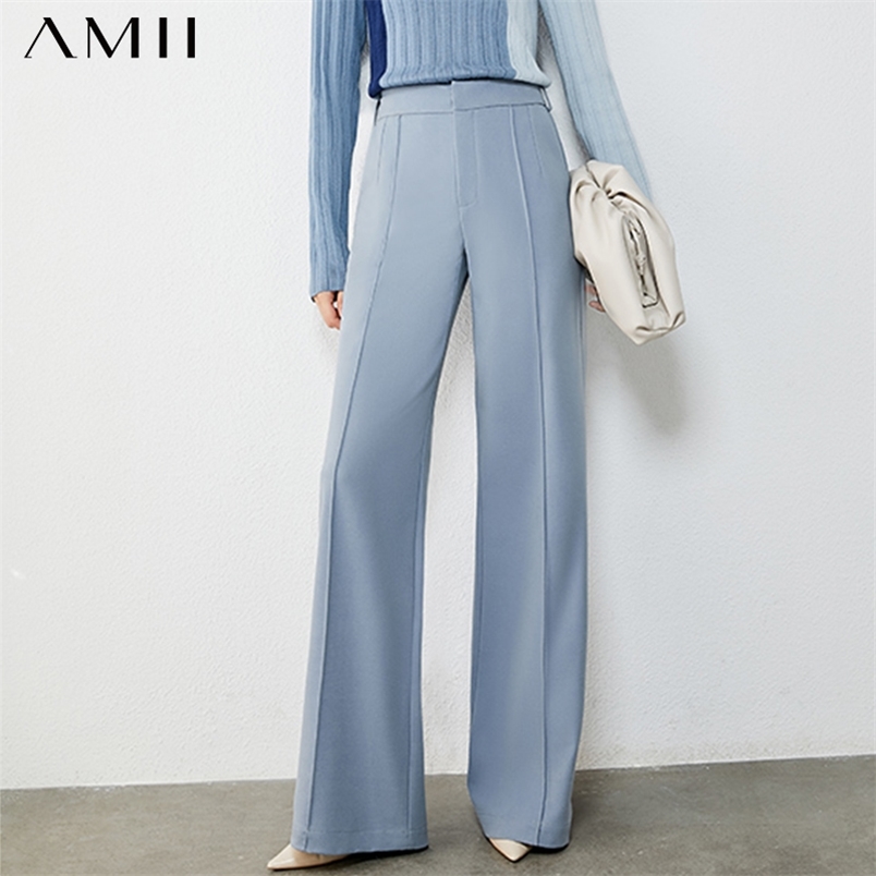 

Minimalism Autumn Winter Women's Pants Fashion Causal Solid High Waist Bell-bottomed Female Trousers 12040774 210527, Blue
