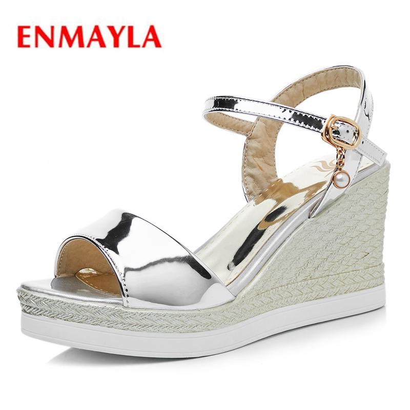 

Sandals Fashion Summer Lady Open Toe Ankle Strap Women Wedges Big Size 34-43 ZYL401, Gold