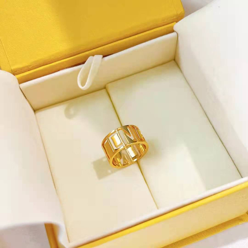 

Fashion Ring Luxury Designer Letter F Rings Hollow Out Jewelry Engagements For Women Love Ring F Brand Gold Ring Necklaces Top Quality