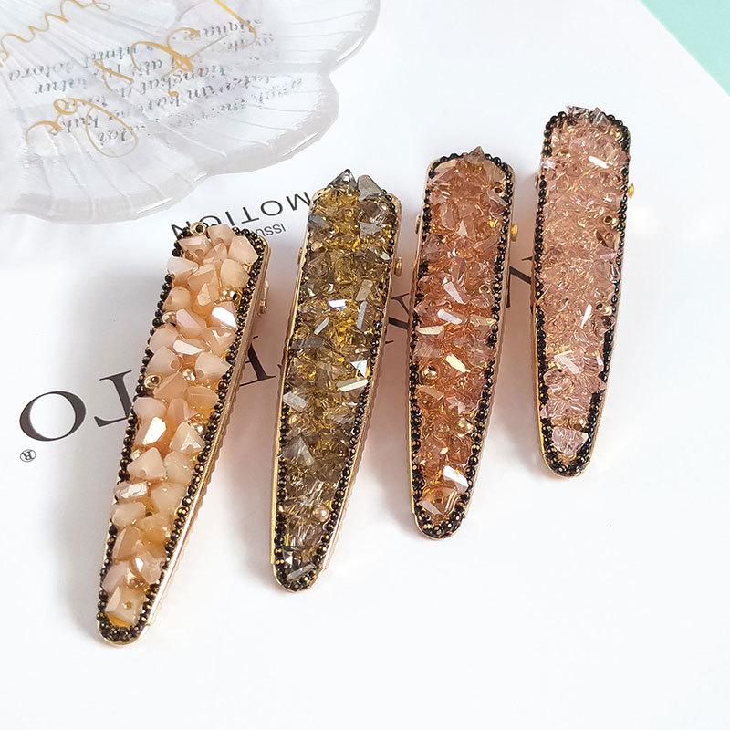 

Hair Clips & Barrettes Web Celebrity Charm Crystal Hairpin Retro Duck Mouth Clip Fashion Edge Bangs Water Drop Shape Accessories, Golden;silver