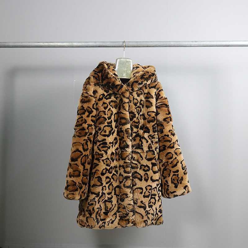 

Women' Fur & Faux 80cm Leopard Rex-Fur Coat Jacket Real Top Overcoat Blazer Custom Warm Jackets Brown Pink Hooded, Brown leopard