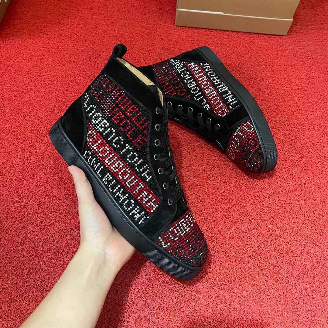 

[Original Box] Elegant T.S.Q Sneaker Shoes Couple Sports High Top Red Bottom Men Women Strass Skateboard Casual Party Wedding Platform Trainer