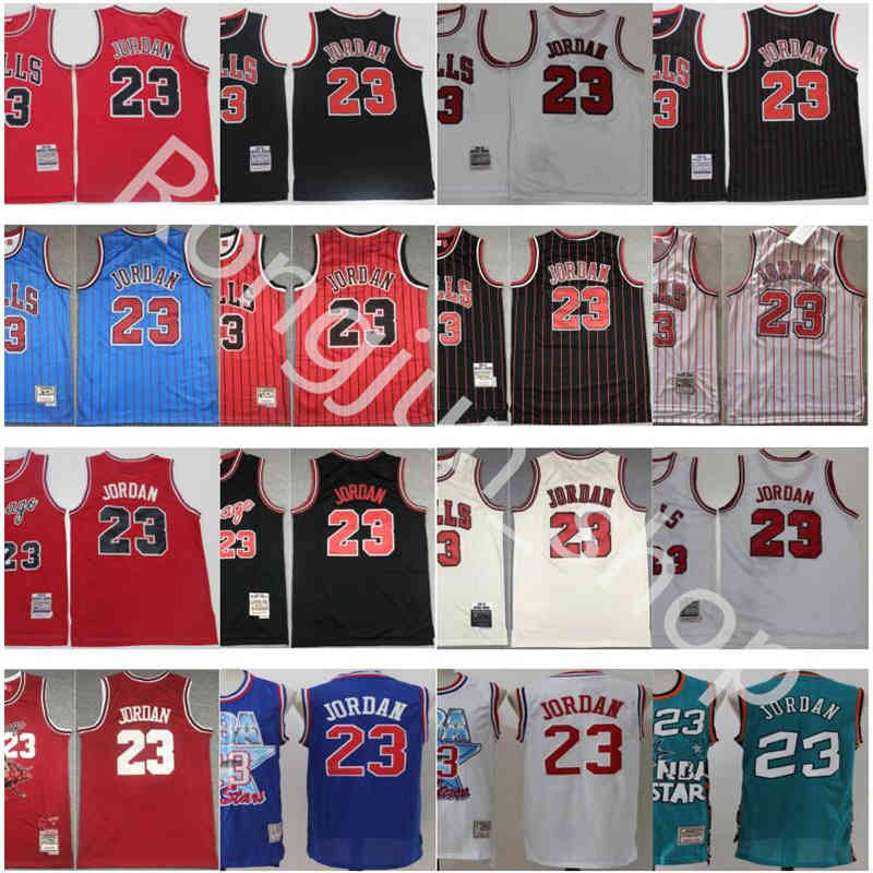 

Mens Retro Mitchell Ness Michael Basketball 84-85 93 95-96 97-98 Vintage Classic Star All Stitched Black White Blue Green Beige Red Jerseys, 84-85 red