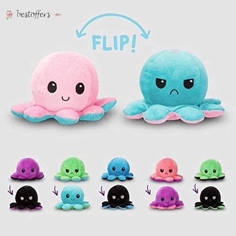 

Ship Today!!! Kids Gift Doll Cute Reversible Flip Octopus Stuffed Soft Dolls Double-sided Expression Plush Toy fidget toys Christmas Gifts BT12