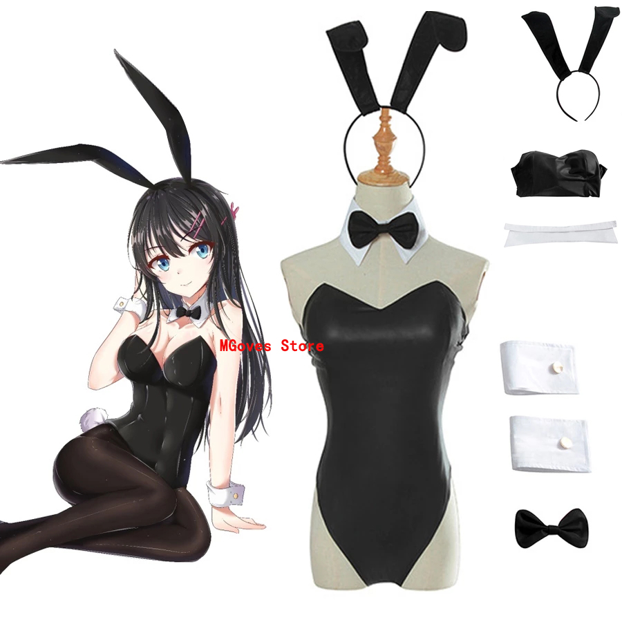 

Anime Costumes Sexy Cute Bunny Girl Cosplay Jumpsuit Anime Sakurajima Mai Bunny Girl Senpai Cosplay Costume Faux Leather Woman Rabbit Costum