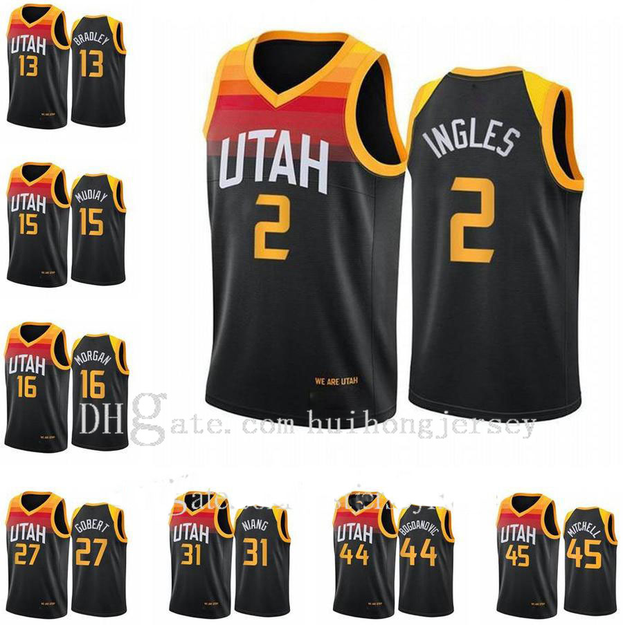 

2021 Men Donovan 45 Mitchell Mike 10 Conley 00 Clarkson Rudy 27 Gobert 17 Udoka Azubuike 15 Derrick Favors Breathable Basketball Jerseys, Black;red