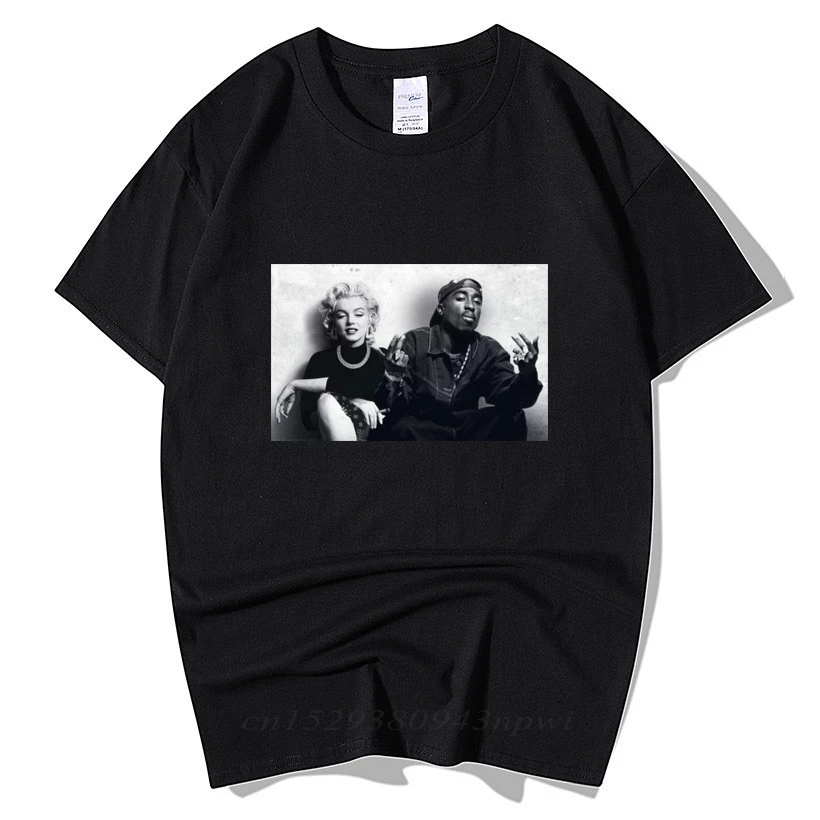 

Summer Fashion Design Legends Tupac 2Pac Marilyn Monroe T Shirt Men Casual Hip Hop Short Sleeve Round Neck T-Shirt, White;black