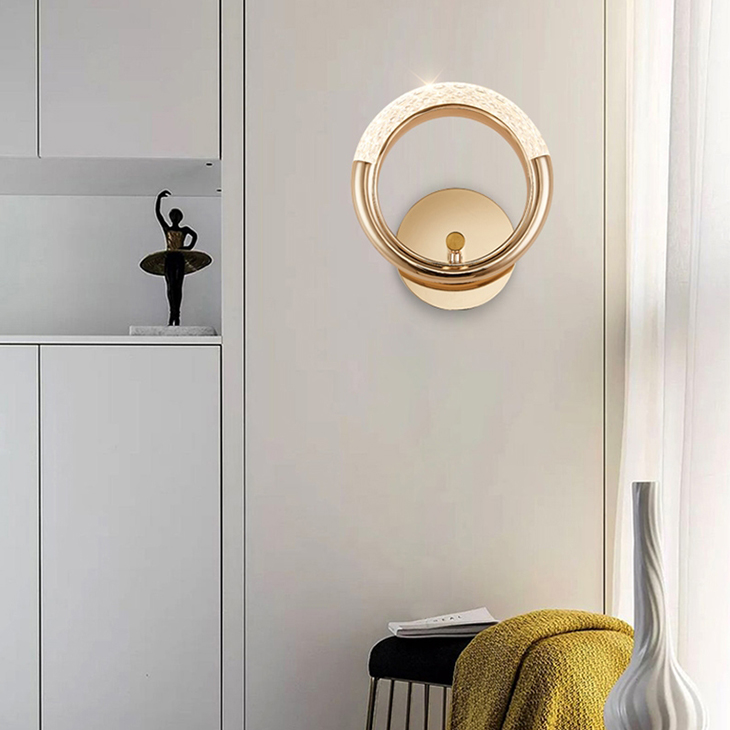 

Nordic round luxury earrings small wall lamp bedroom bedside aisle LED study room decor wall lamps