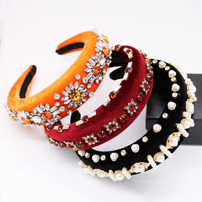 

Hair Clips & Barrettes Luxury Baroque Crown Wide Velvet Hairband Handmade Flower Crystal Headpiece Wedding Jewelry Accessories Tiara Party G, Golden;silver