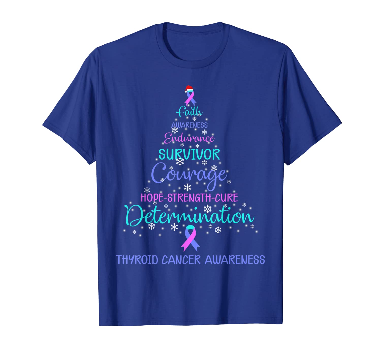 

faith courage xmas tree shirt thyroid cancer tshirt, White;black