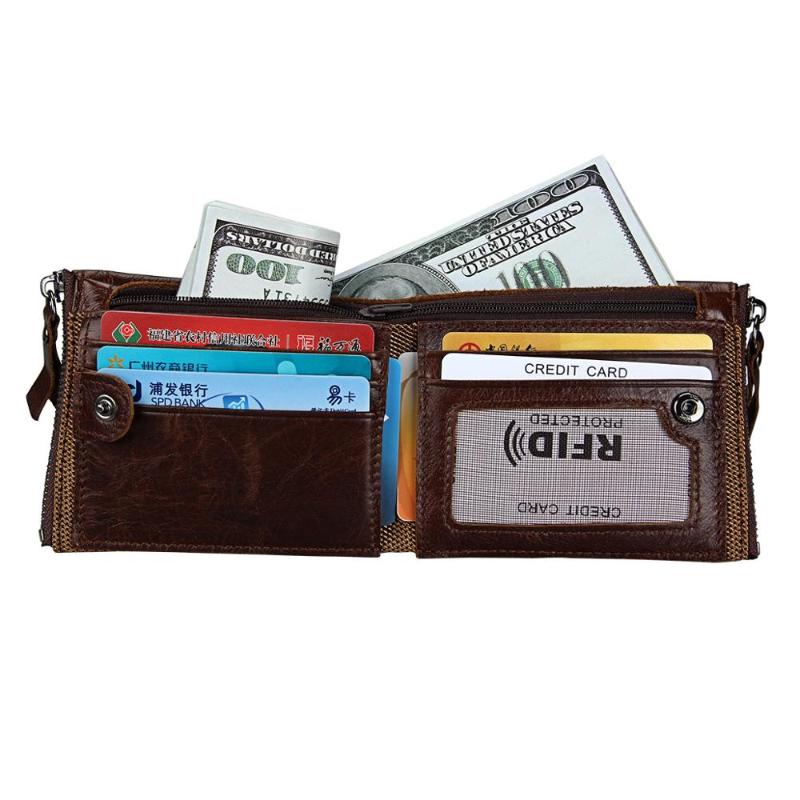 

Genuine Leather Men's Wallets Vintage Men Wallet Coin Pocket High Quality Holder Travel Purses For Male, Red;black