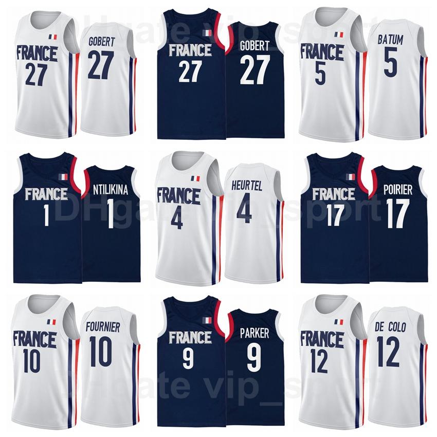 

National Team 2021 Tokyo France Olympics Jersey Basketball Rudy Gobert 7 Guerschon Yabusele 10 Evan Fournier 27 Nando DE COLO Timothe Luwawu, Black;red
