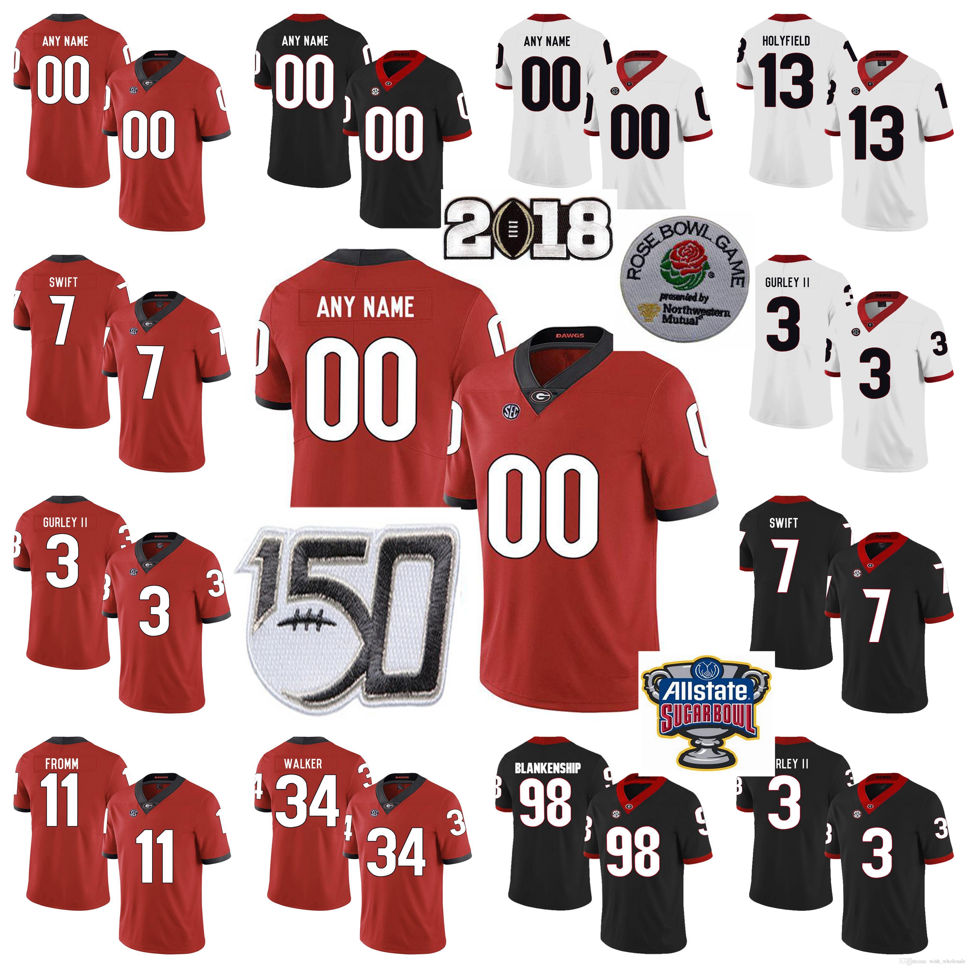 

UGA Georgia Bulldogs jersey NCAA Football Jerseys Ladd McConkey Brock Bowers Herschel Walker Jake Fromm Gurley II JT Daniels George Pickens Andre Swift Custom, Men jersey patch
