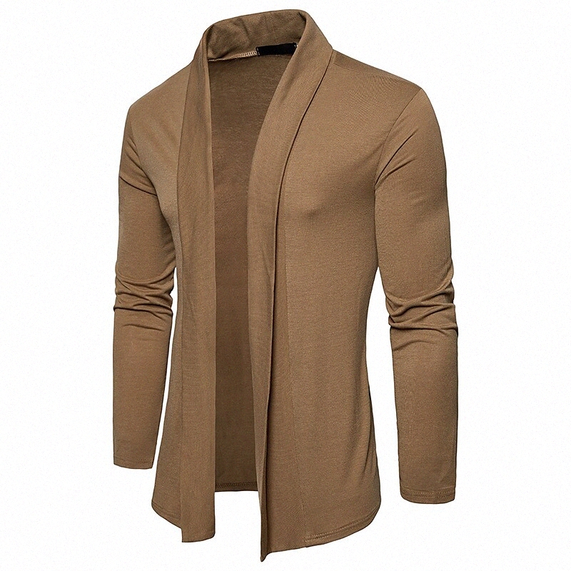 Men's Cardigan Solid Colored Basic Casual / Daily Long Sleeve Sweater Cardigans Cowl Fall Winter Khaki Light gray Black N7kA#