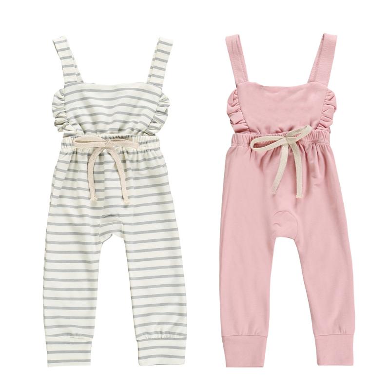 

One-Pieces 0-3T Summer Selection Sling Jumpsuit Baby Long Trousers Girl Jumpsuits European And American Style Striped Suspenders, Black