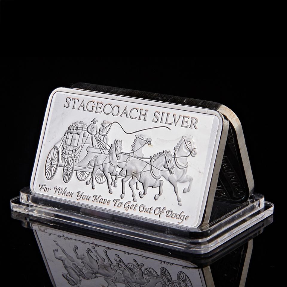 Souvenir Coin Commemorative Northwest Region Fine Stagecoach 1/4 Ounce 999 Silver Territorial Mint Replica Metal Divisible Bar-image-710204328