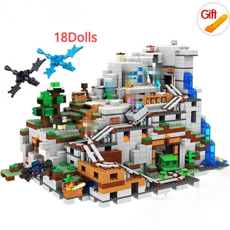 

2021 NEW Sets Building Blocks Compatibie Lepining My Worlds Village City Tree House Waterfall Warhorse Bricks Toys For Childrens