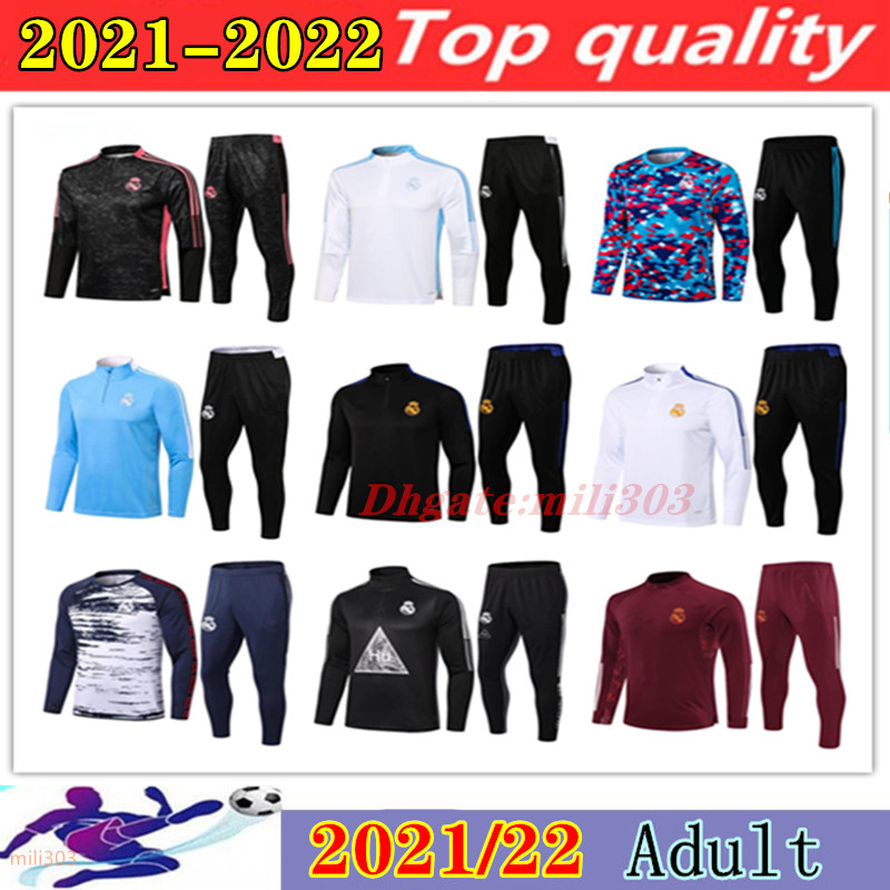 

21 22 Real Madrid men tracksuit soccer training suit survetement 2021 2022 HAZARD ALABA BENZEMA MBAPPE camiseta de futbol Chandal football Jogging Sportswear sets